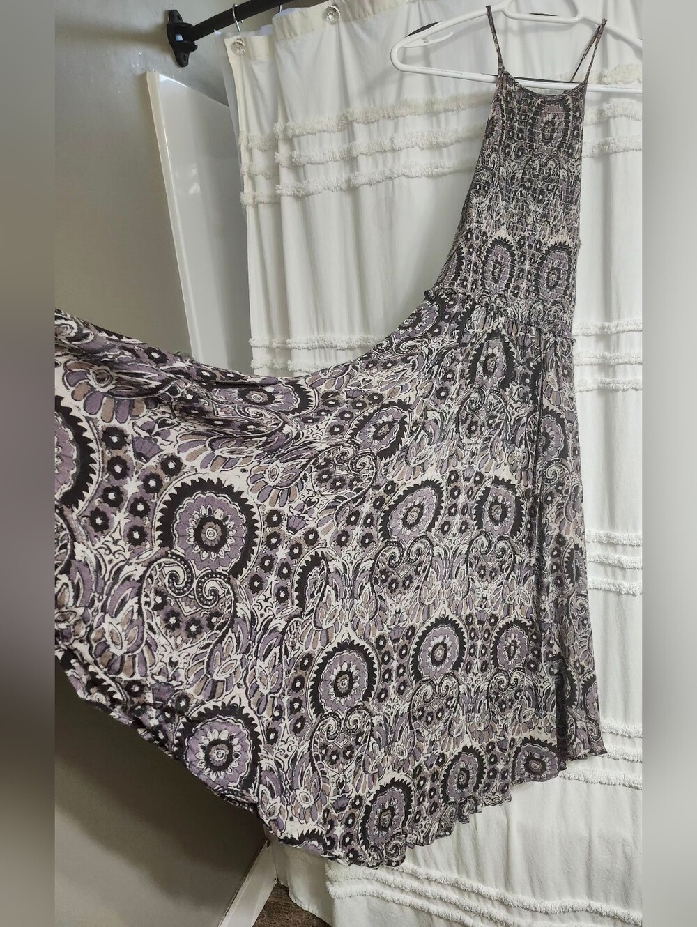 Free People "In The Sun" Smocked Paisley Print Dress. - Picture 3 of 9
